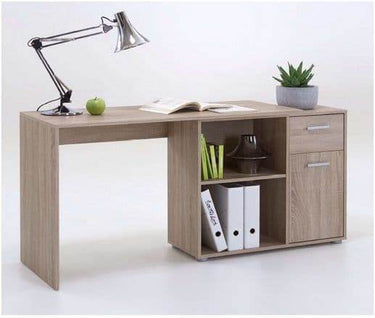Carin Corner Flexi Desk: Versatile Oak Effect, Reversible Home Office Workstation - UK Luxury Furniture